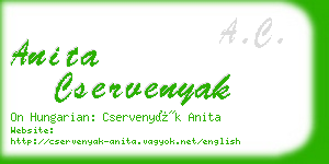 anita cservenyak business card